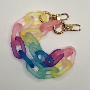 Frosted acrylic rainbow colours chunky chain link strap, gold hardware